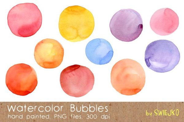 水彩泡泡矢量图形 Watercolor Bubbles
