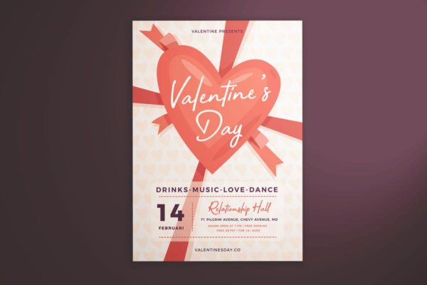 情人节主题节日海报设计模板 Valentine&#8217;s Day Flyer Vol. 01