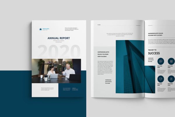 2020年企业年终总结报告设计INDD模