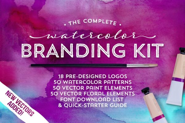品牌设计水彩设计元素合集 The Watercolor Branding Kit