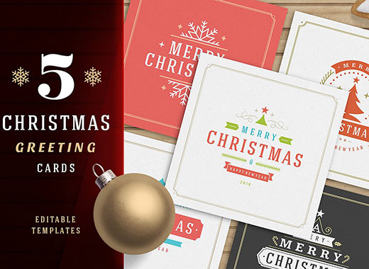 5套简约精致的圣诞节贺卡模板下载[