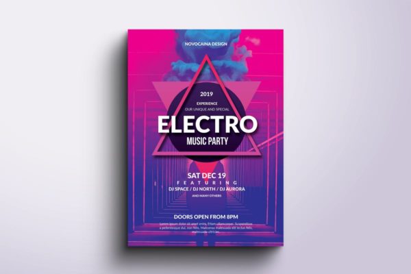 电子音乐派对海报传单设计模板素材 Electro Music Party Poster &amp; Flyer