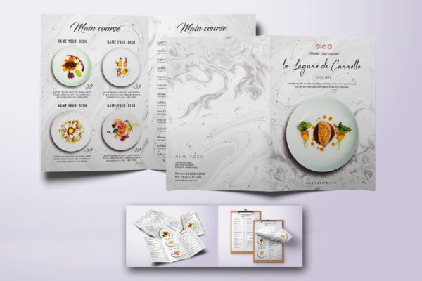 极简优雅设计风格西餐厅菜单设计模板 Minimal Elegant Food Menu Bundle