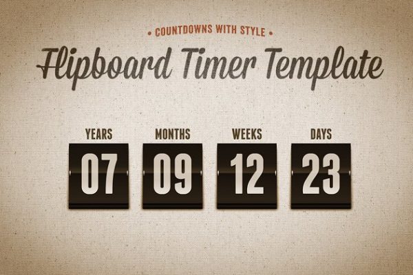 翻页倒计时页面PSD模板素材中国精选 Flipboard Countdown Timer Template