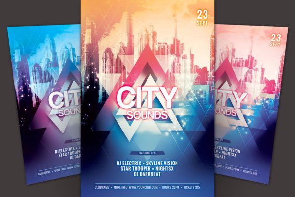 城市之音抽象传单设计模板 City Sounds Flyer Template