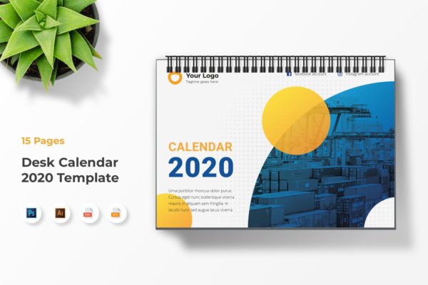 物流企业定制2020年活页日历表设计模板 Calendar 2020
