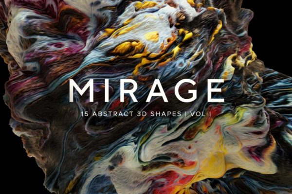创意抽象纹理系列：15款高清3D抽象纹理&#038;笔刷 3D Mirage, Vol. 1 (Exclusive)