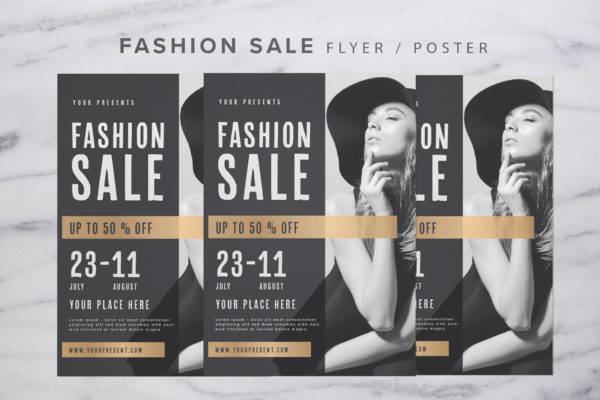 新潮时尚欧美时装秀销售广告海报传单设计模板 Fashion Show Flyer