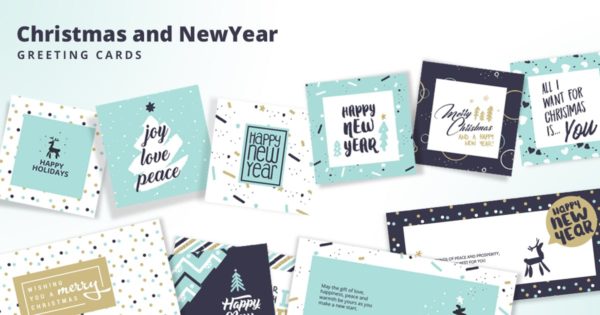 圣诞节&amp;新年快乐贺卡设计模板合集 Christmas and New Year’s Greeting Cards Collection
