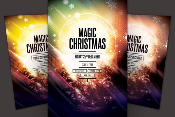 魔幻圣诞节活动传单模板 Magic Christmas Flyer Template