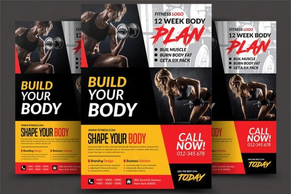 创意健身俱乐部宣传单海报设计模板 Fitness Flyer