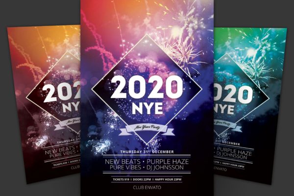 2020年新年倒数活动海报传单设计模板 New Year Flyer