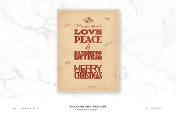 古典风格圣诞节活动贺卡模板 Typography Christmas Cards