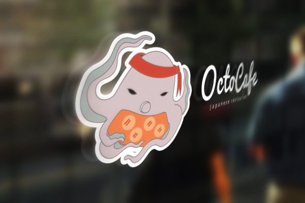 手绘可爱风格咖啡厅品牌Logo设计模板 Octopus Cafe