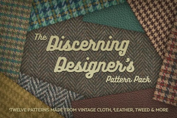 绅士着装材料纹理素材（皮革，粗花呢，绳子，棉花和毡瓦纹理） Discerning Designer&#8217;s Pattern Pack