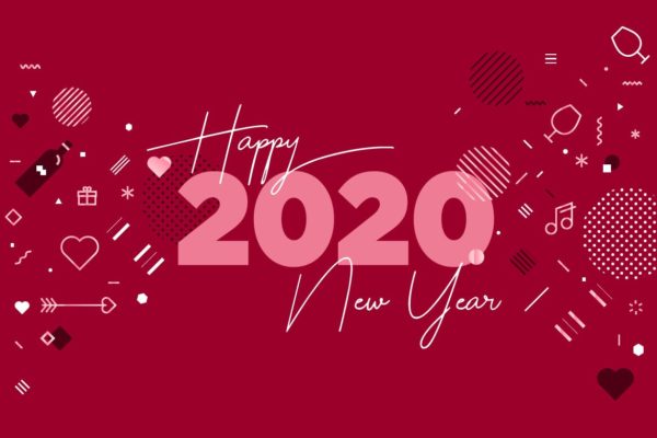 2020新年贺卡矢量设计模板v4 Happy New Year 2020 greeting card