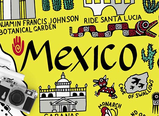 漂亮的墨西哥地图卡通插画矢量素材下载[ai,eps,png,jpg]