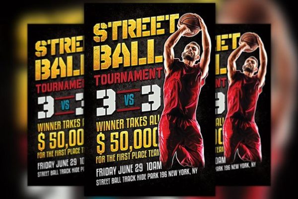 街头篮球赛事设计海报模板 Street Ball Flyer Template