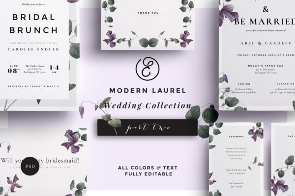 现代皇室花卉风格婚礼设计套件 Modern Laurel P.2 Wedding Collection