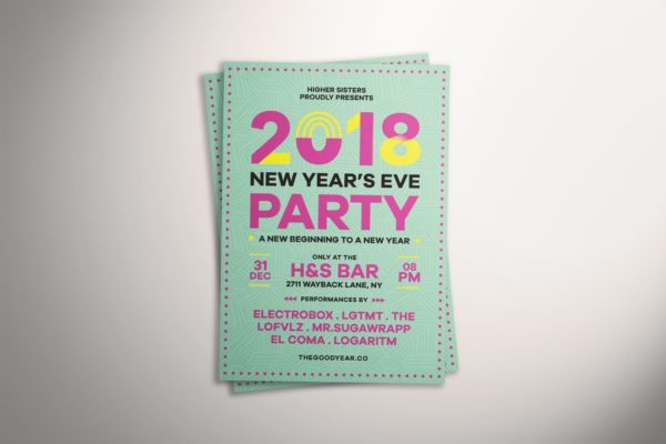 新年前夜主题活动海报传单模板 New Year&#8217;s Eve Flyer