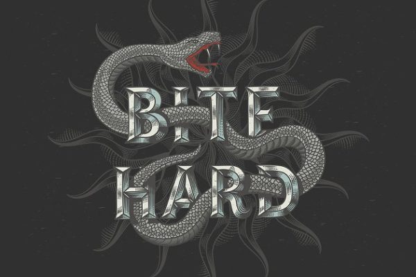 毒蛇纹身设计矢量图案 Bite Hard vector tattoo design