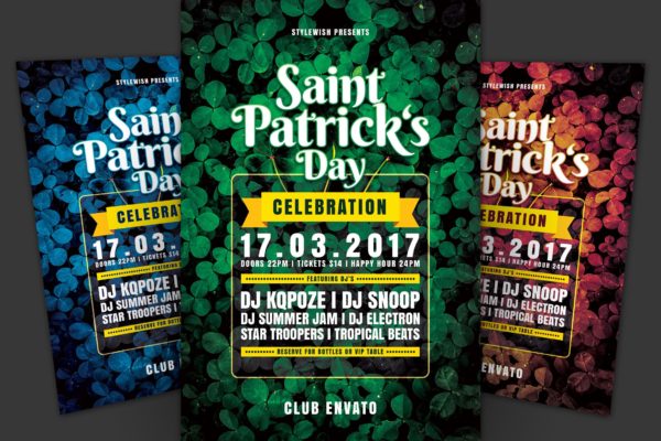 爱尔兰国庆日圣帕特里克节海报传单素材天下精选PSD模板 Saint Patricks Day Flyer