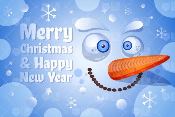 圣诞节&amp;新年雪人插画素材 Merry Christmas &amp; Happy New Year With Snowman