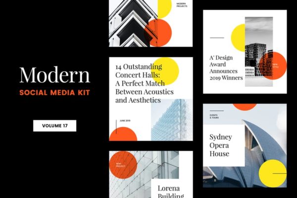 现代设计风格Instagram社交媒体品牌故事推广模板16设计网精选v17 Modern Social Media Kit (Vol. 17)
