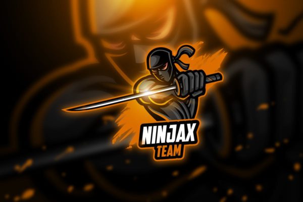 带剑忍者电子竞技战队Logo模板 Ninja &#8211; Mascot &amp; Esport Logo