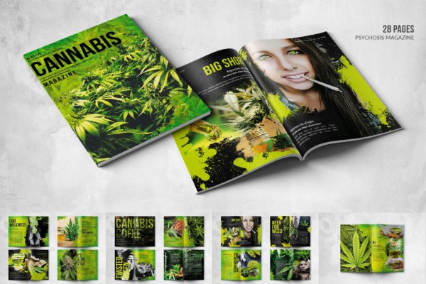 大麻生物研究主题素材天下精选杂志排版设计模板 Cannabis Magazine &#8211; A4 &amp; US Letter &#8211; 28 pgs