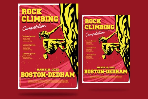 攀岩极限运动传单海报设计PSD模板v1 Rock Climbing Flyer