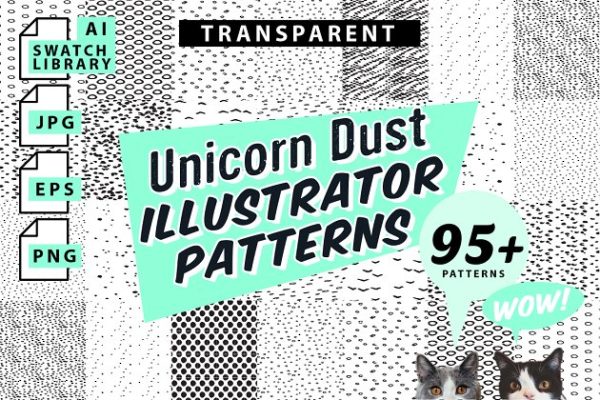 95+麒麟鳞片图案纹理 Unicorn Dust Illustrator Patterns