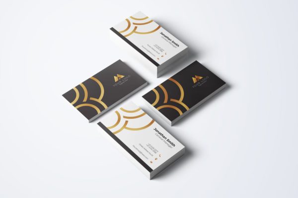 金箔弧线图形企业16设计网精选名片模板v68 Business Card Template.v68