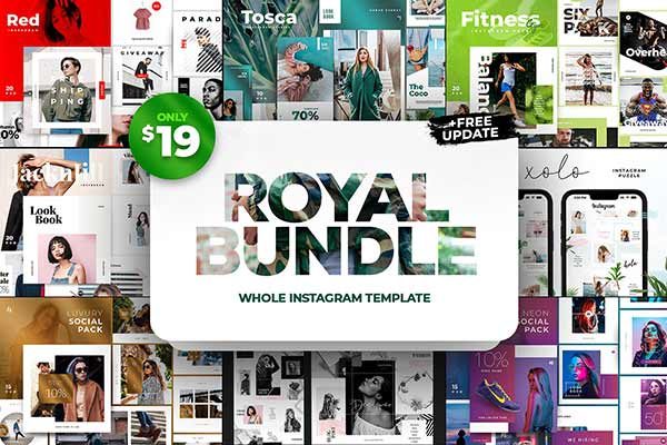 时尚高端的Instagram 社交媒体模板16设计网精选合辑下载 Royal Instagram Bundle [psd]