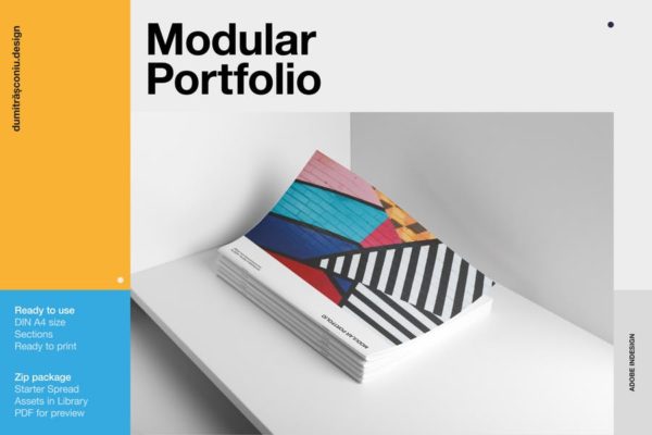 企业画册/产品目录/作品集INDD＆PSD设计模板 Modular Portfolio Template