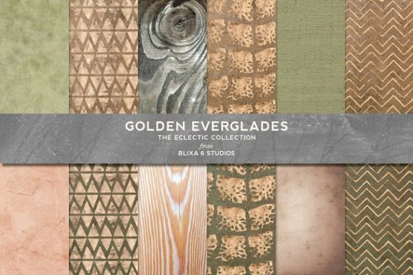 金色、沼泽、鳄鱼鳞片图案纹理 Golden Everglades Crocodile Patterns