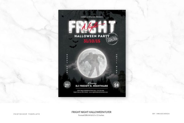 恐怖万圣节之夜海报设计模板 Fright Night Halloween Flyer