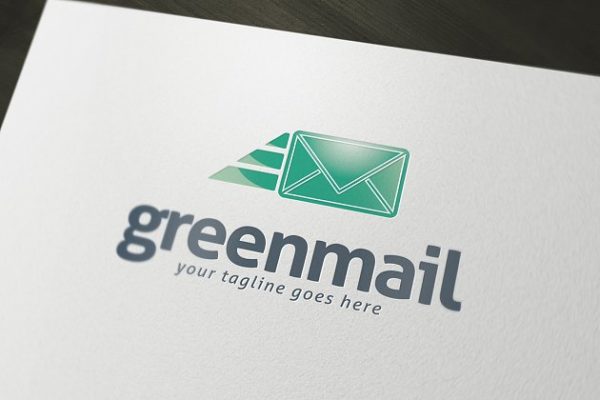 绿色电子邮件服务Logo模板 Green Mail Logo Template