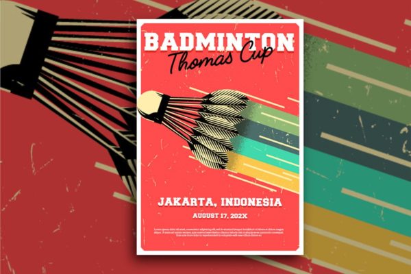 羽毛球体育比赛传单海报设计模板 Badminton Flyer