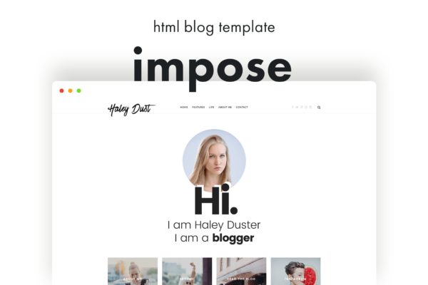 个人创意博客HTML模板16图库精选素材 Impose &#8211; Blog Template