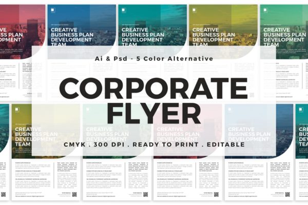 多色企业宣传海报/传单设计模板 Multicolor Corporate Flyer