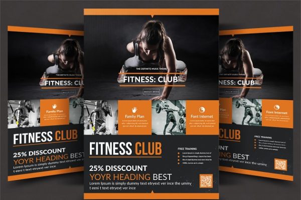 健身俱乐部宣传传单设计模板 Fitness Flyer