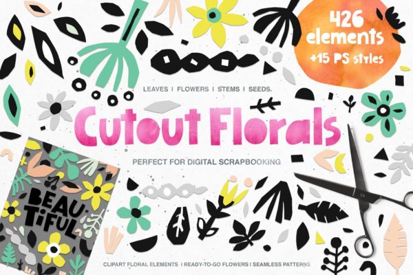 400+剪纸花卉元素 426 Cutout Flor