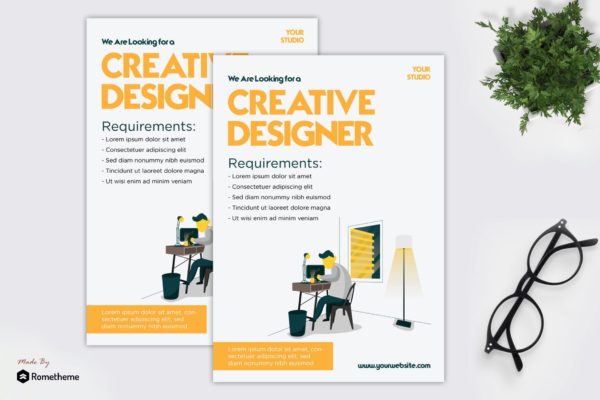 创意设计工作室宣传单设计模板 Job Vacancy &#8211; Flyer GR