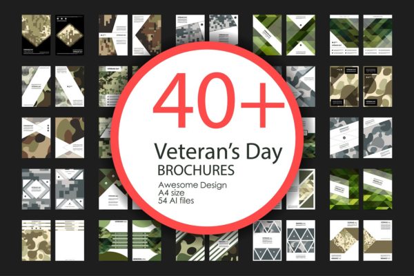 40+老兵节军人宣传小册模板 Veteran&#8217;s Day Brochures Bundle