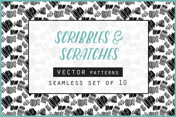 划线和刮痕无缝图案背景素材 Scribbles &amp; Scratches Set