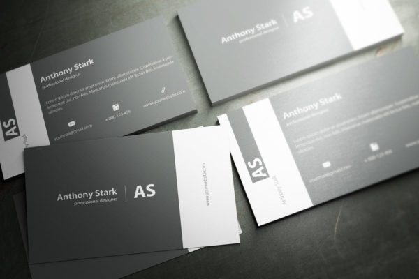 灰色简约元素企业名片设计模板 Grey Elegant Business Card Design