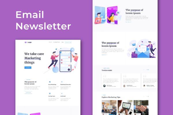 现代设计风格网站邮件订阅设计模板 Email Newsletter