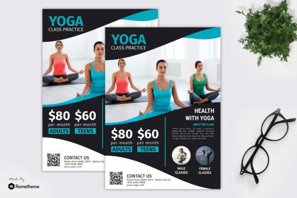 瑜伽培训课程宣传单设计模板 Yoga &#8211; Promotion Flyer RB