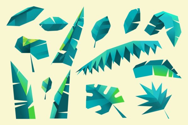 芭蕉叶&amp;多边形叶子剪贴画素材 Leaf and foliage polygon collection